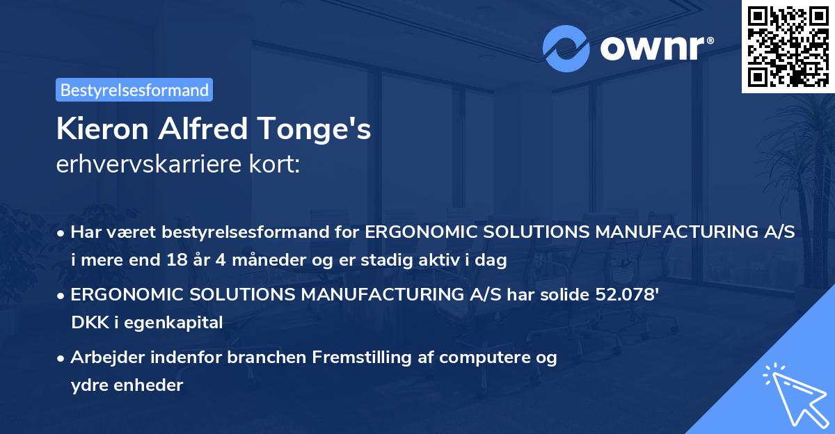 Kieron Alfred Tonge's erhvervskarriere kort