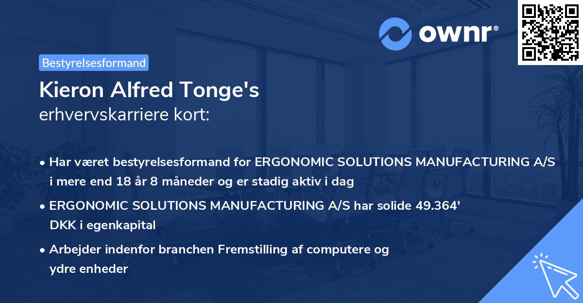 Kieron Alfred Tonge's erhvervskarriere kort
