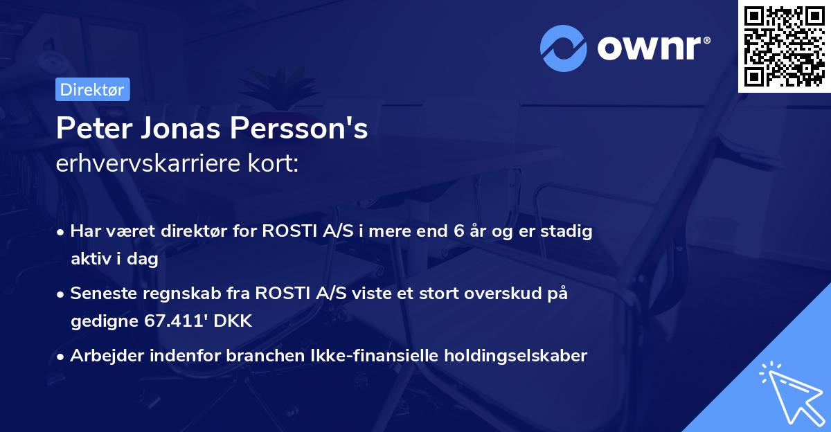 Peter Jonas Persson's erhvervskarriere kort