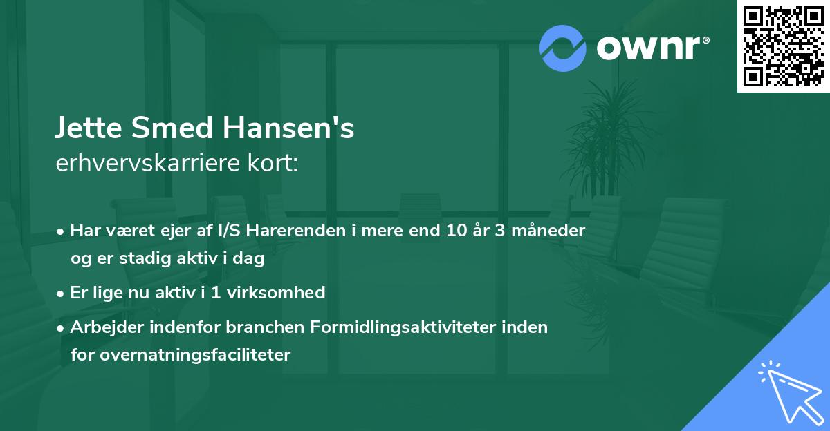 Jette Smed Hansen's erhvervskarriere kort