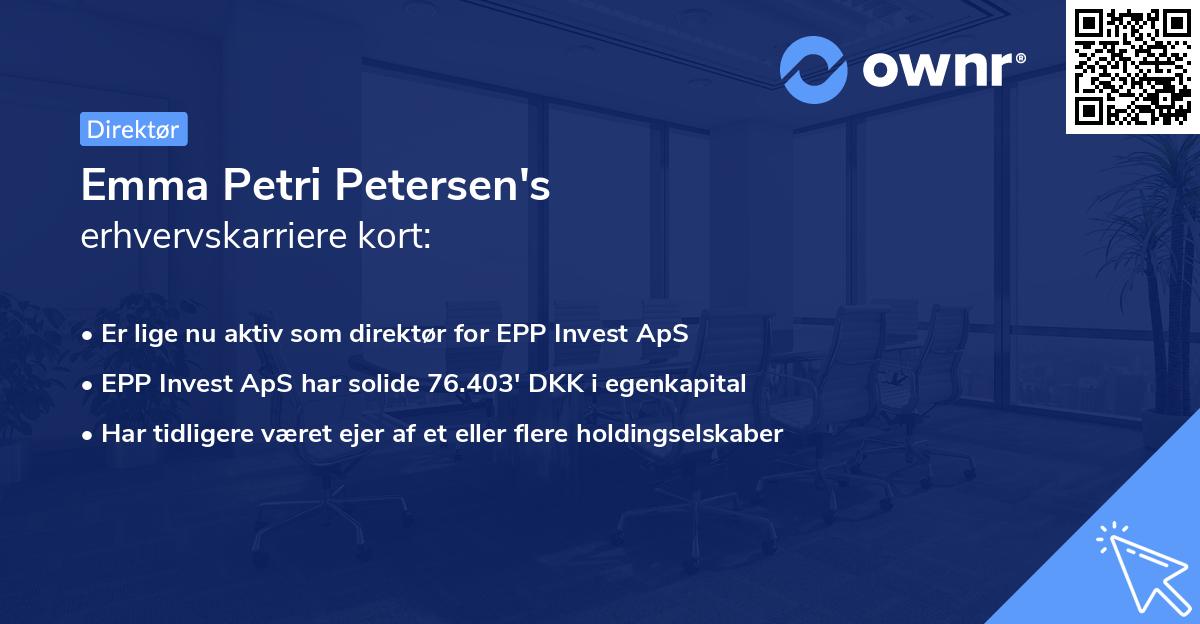 Emma Petri Petersen's erhvervskarriere kort