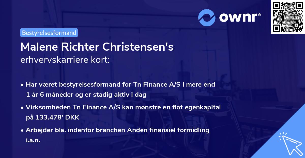Malene Richter Christensen's erhvervskarriere kort