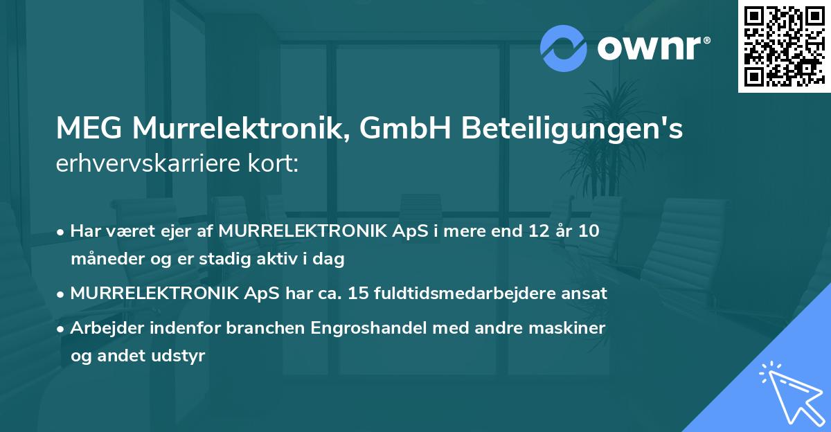 MEG Murrelektronik, GmbH Beteiligungen's erhvervskarriere kort