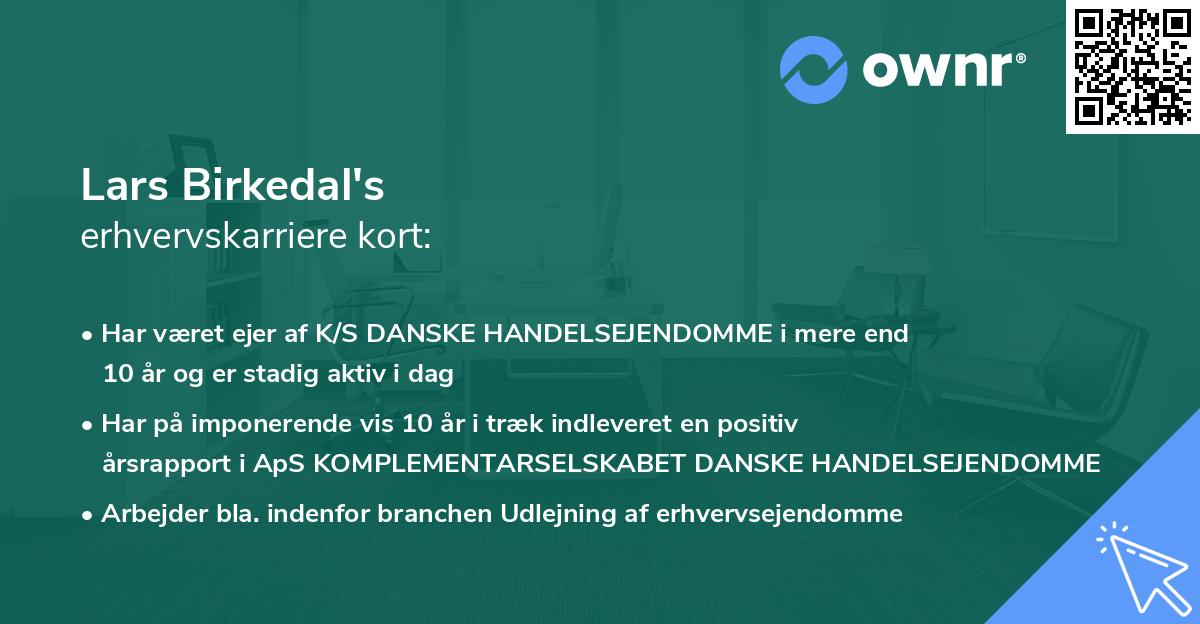 Lars Birkedal's erhvervskarriere kort