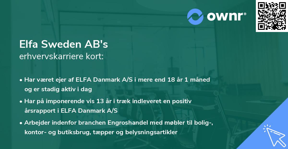Elfa Sweden AB's erhvervskarriere kort