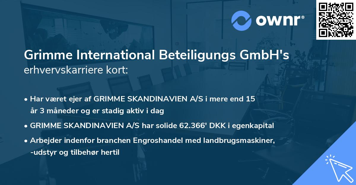 Grimme International Beteiligungs GmbH's erhvervskarriere kort
