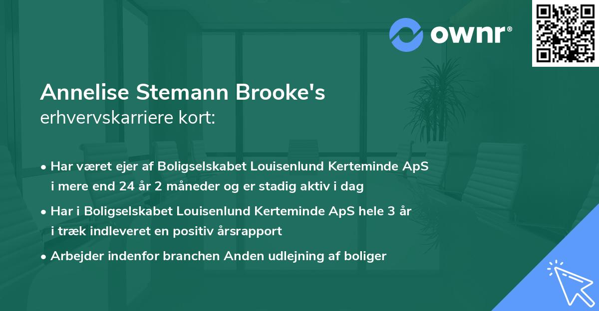 Annelise Stemann Brooke's erhvervskarriere kort