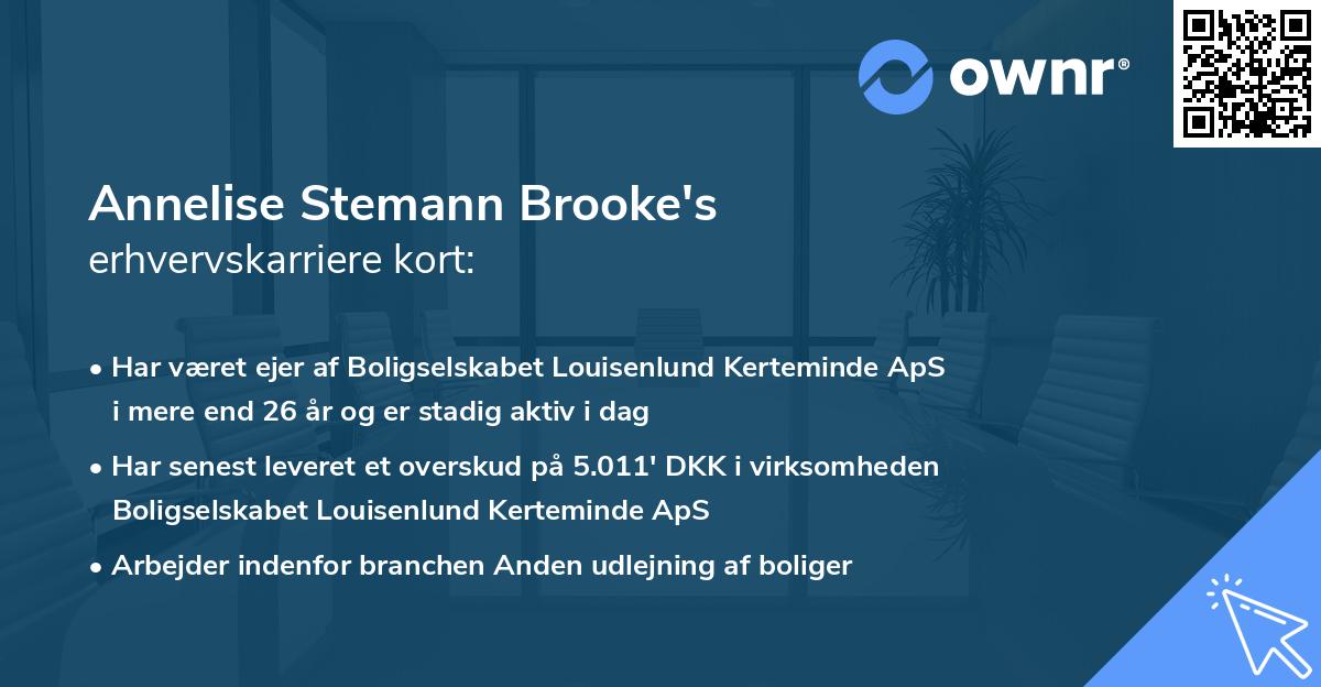 Annelise Stemann Brooke's erhvervskarriere kort