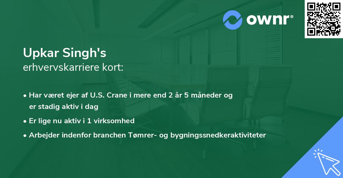 Upkar Singh's erhvervskarriere kort