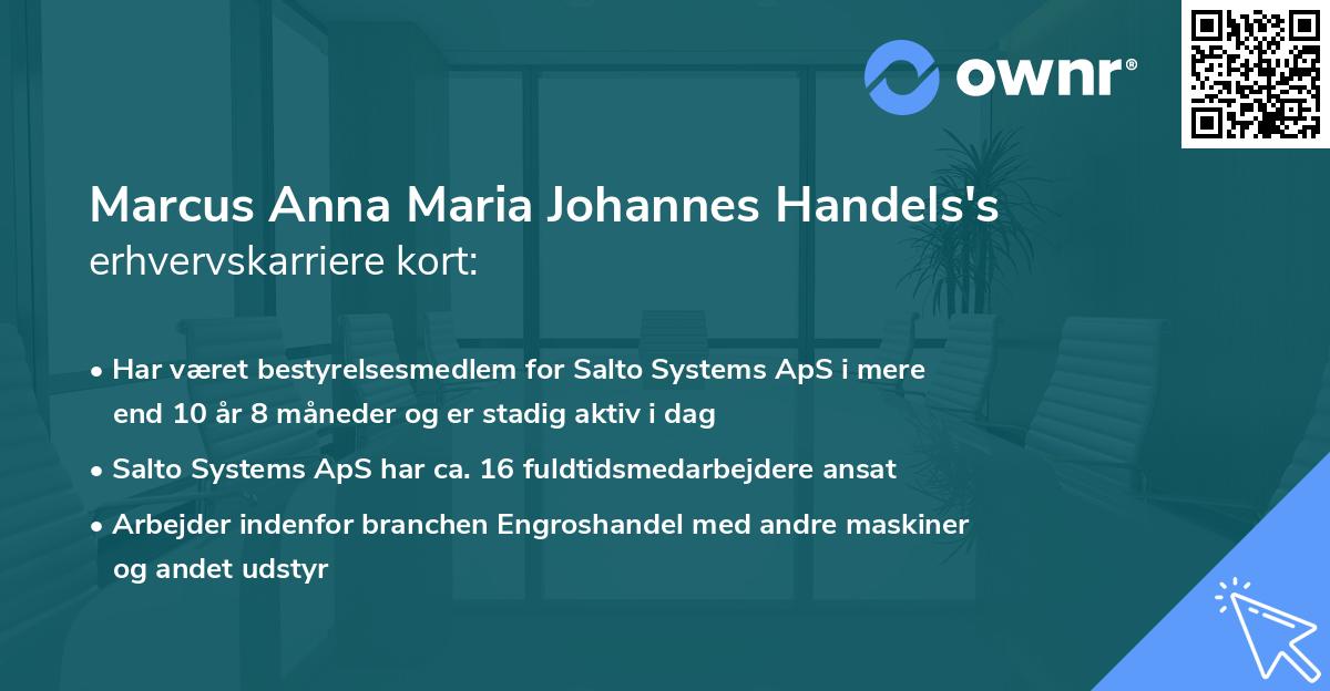 Marcus Anna Maria Johannes Handels's erhvervskarriere kort