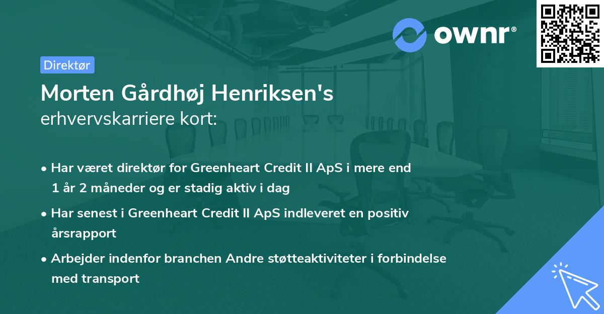 Morten Gårdhøj Henriksen's erhvervskarriere kort