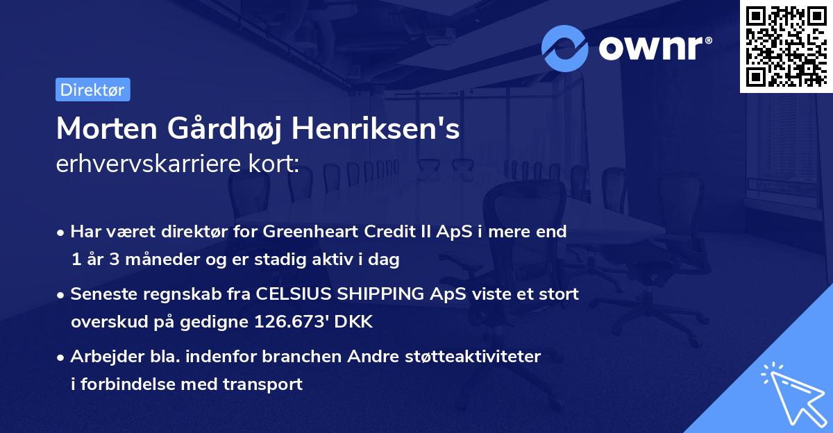 Morten Gårdhøj Henriksen's erhvervskarriere kort