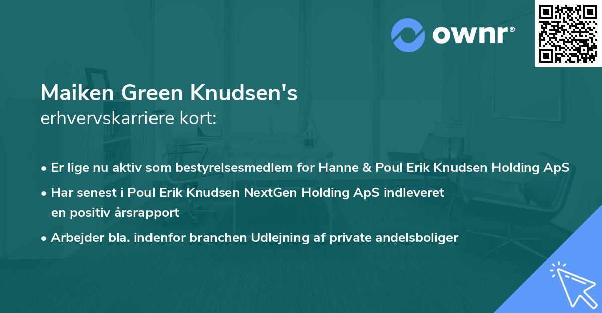 Maiken Green Knudsen's erhvervskarriere kort