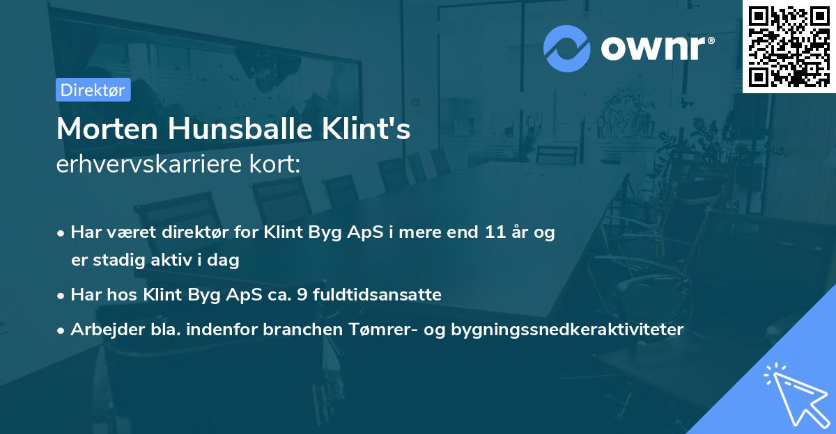 Morten Hunsballe Klint's erhvervskarriere kort