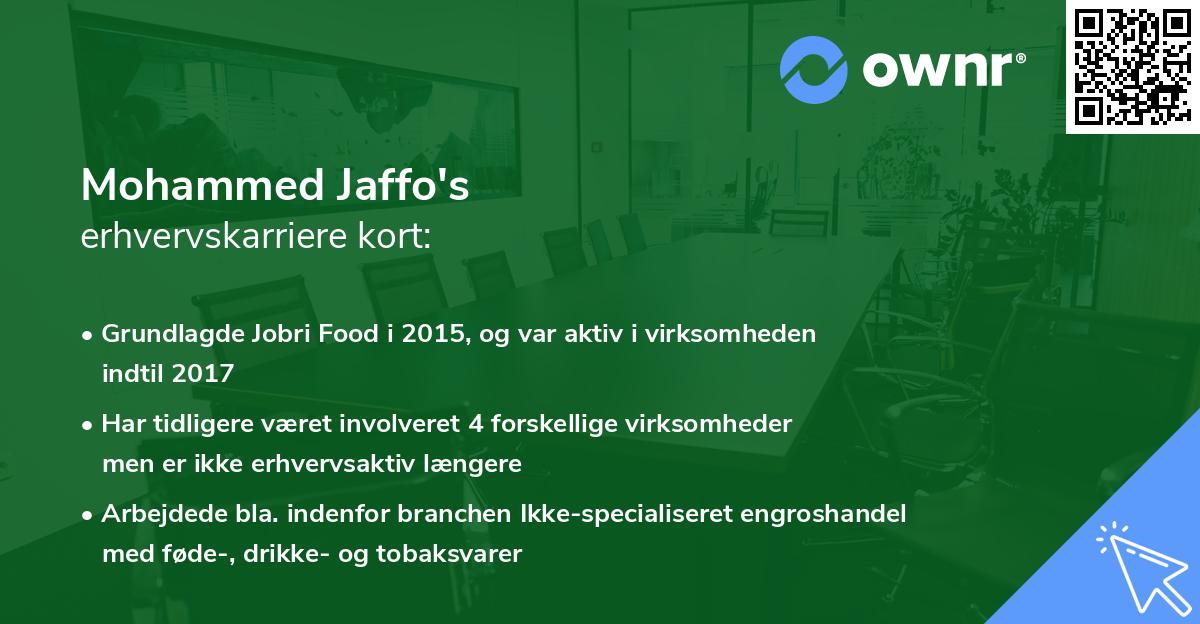 Mohammed Jaffo's erhvervskarriere kort