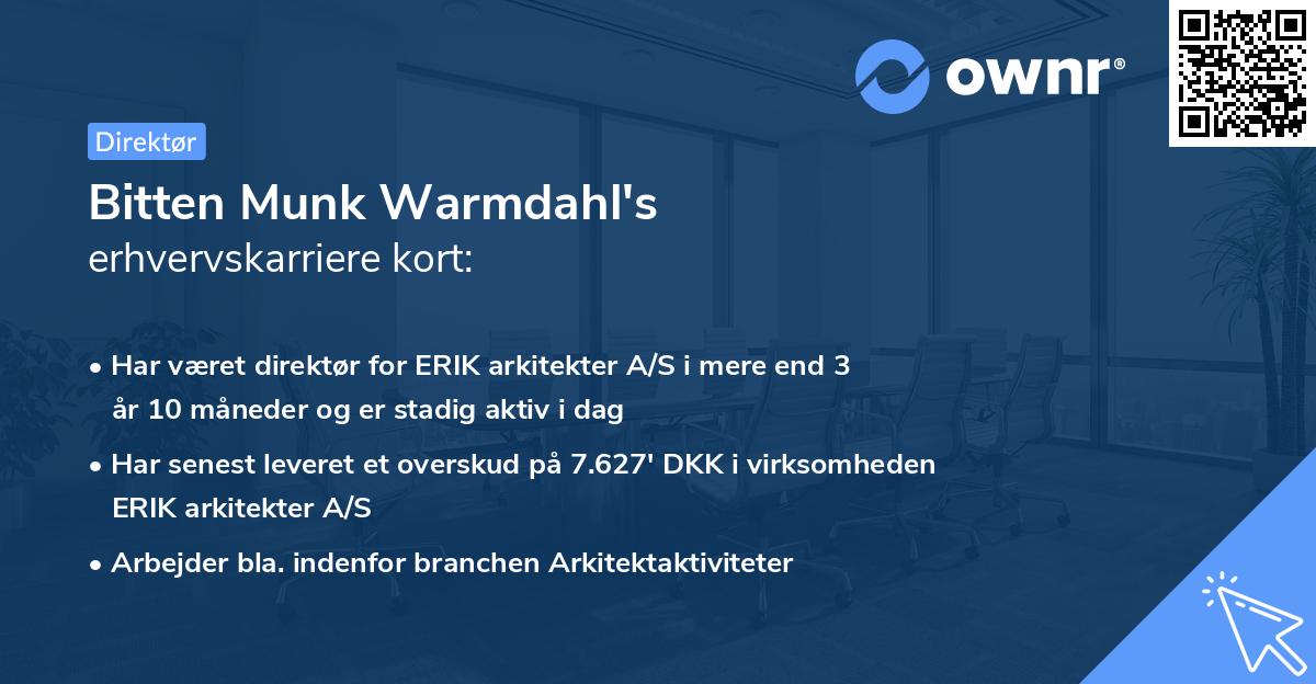 Bitten Munk Warmdahl's erhvervskarriere kort