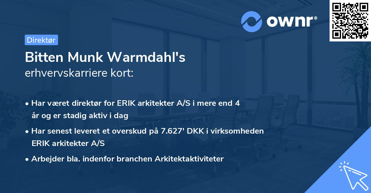 Bitten Munk Warmdahl's erhvervskarriere kort