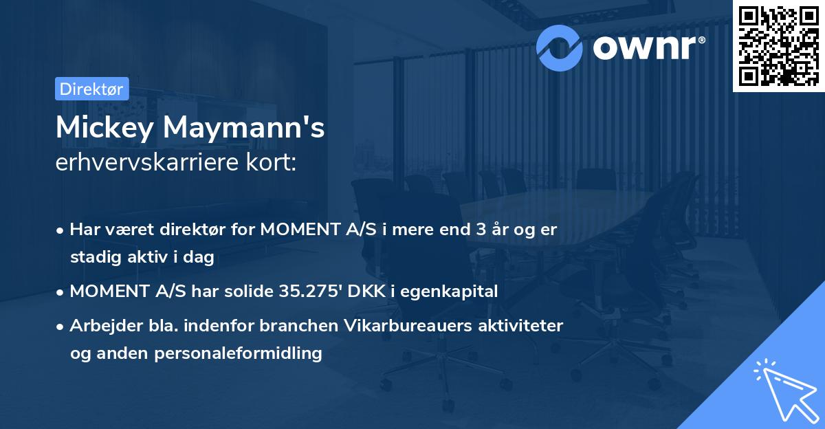 Mickey Maymann's erhvervskarriere kort