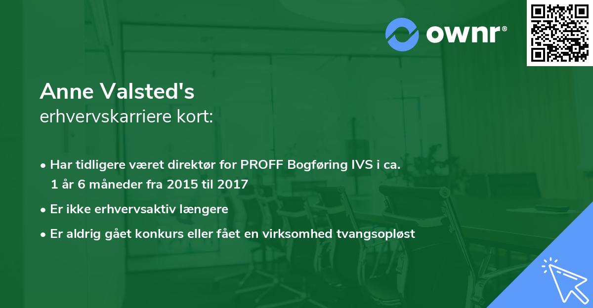 Anne Valsted's erhvervskarriere kort