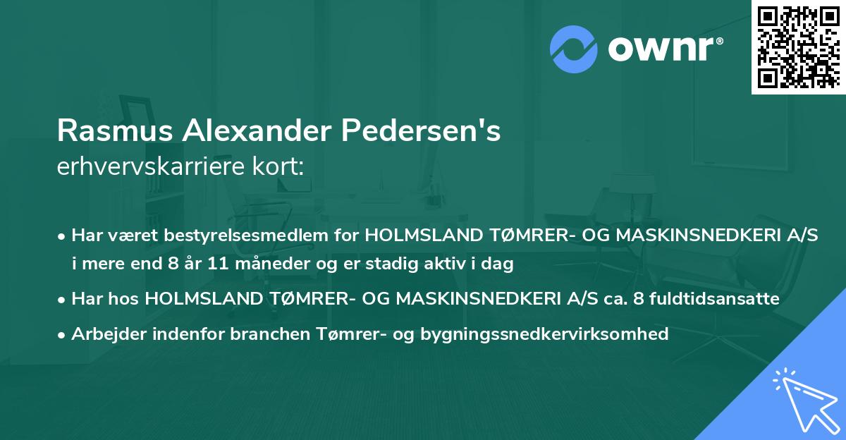 Rasmus Alexander Pedersen's erhvervskarriere kort