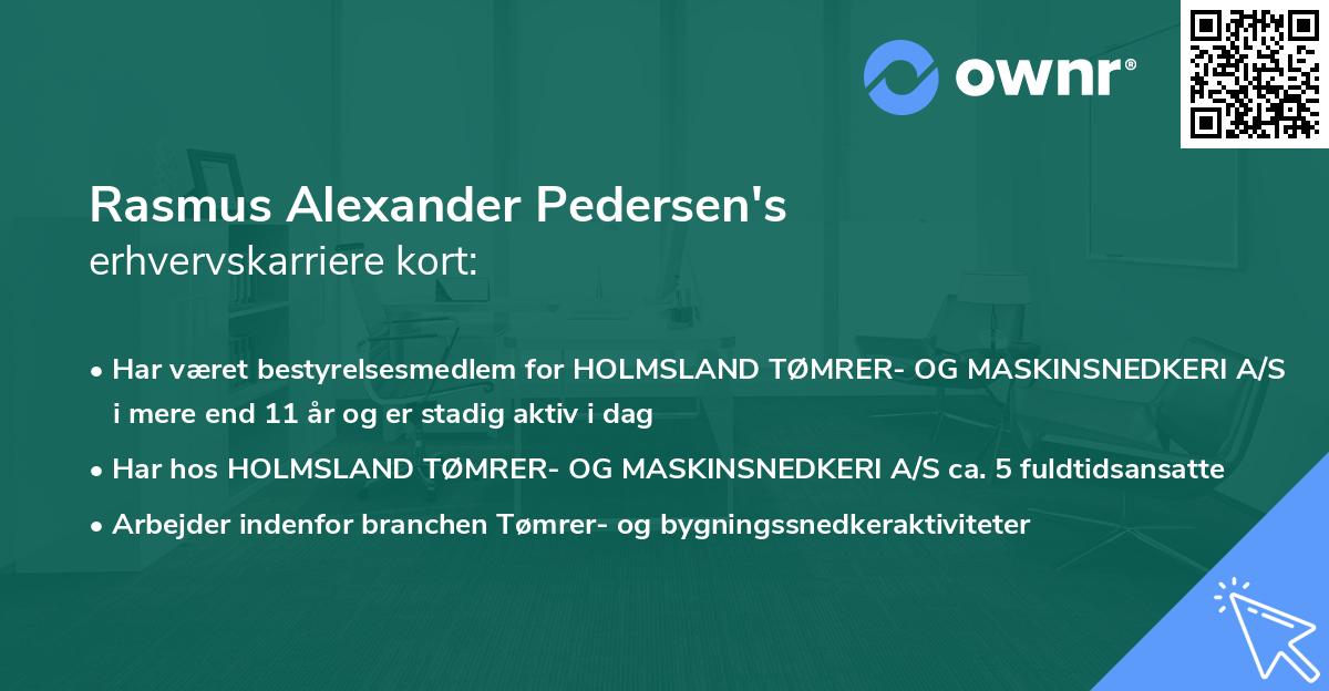 Rasmus Alexander Pedersen's erhvervskarriere kort