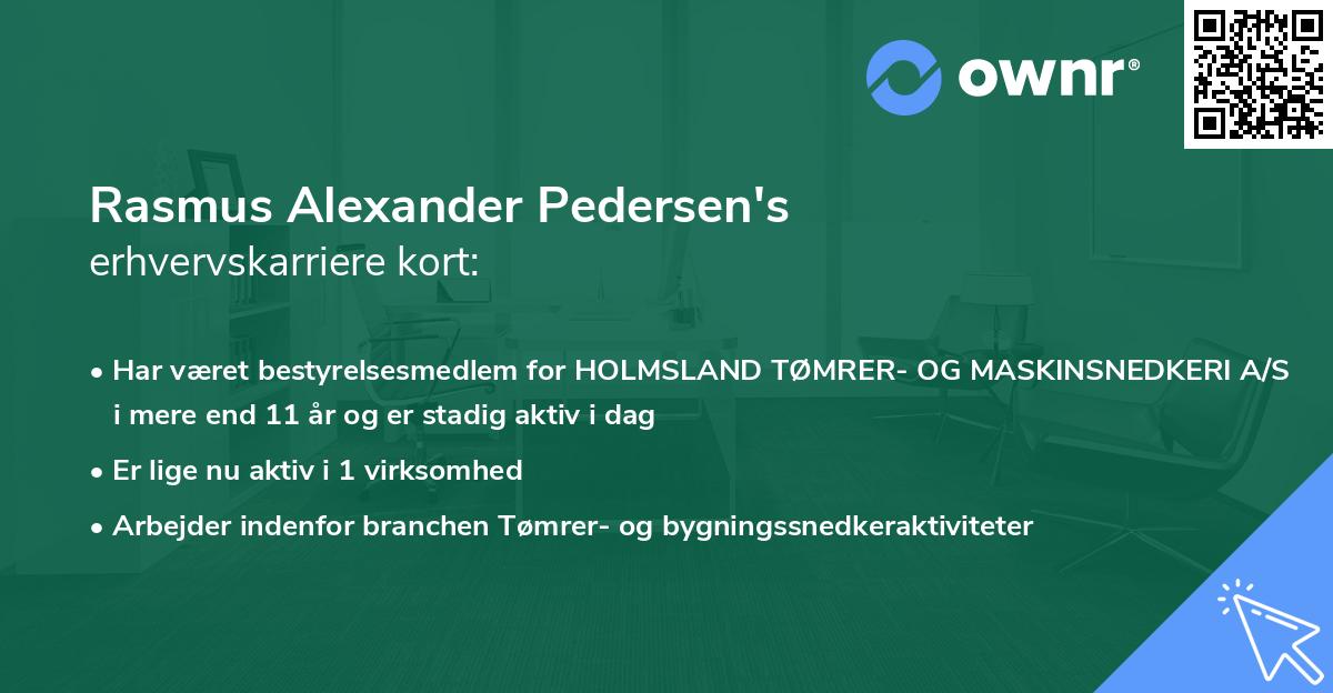 Rasmus Alexander Pedersen's erhvervskarriere kort