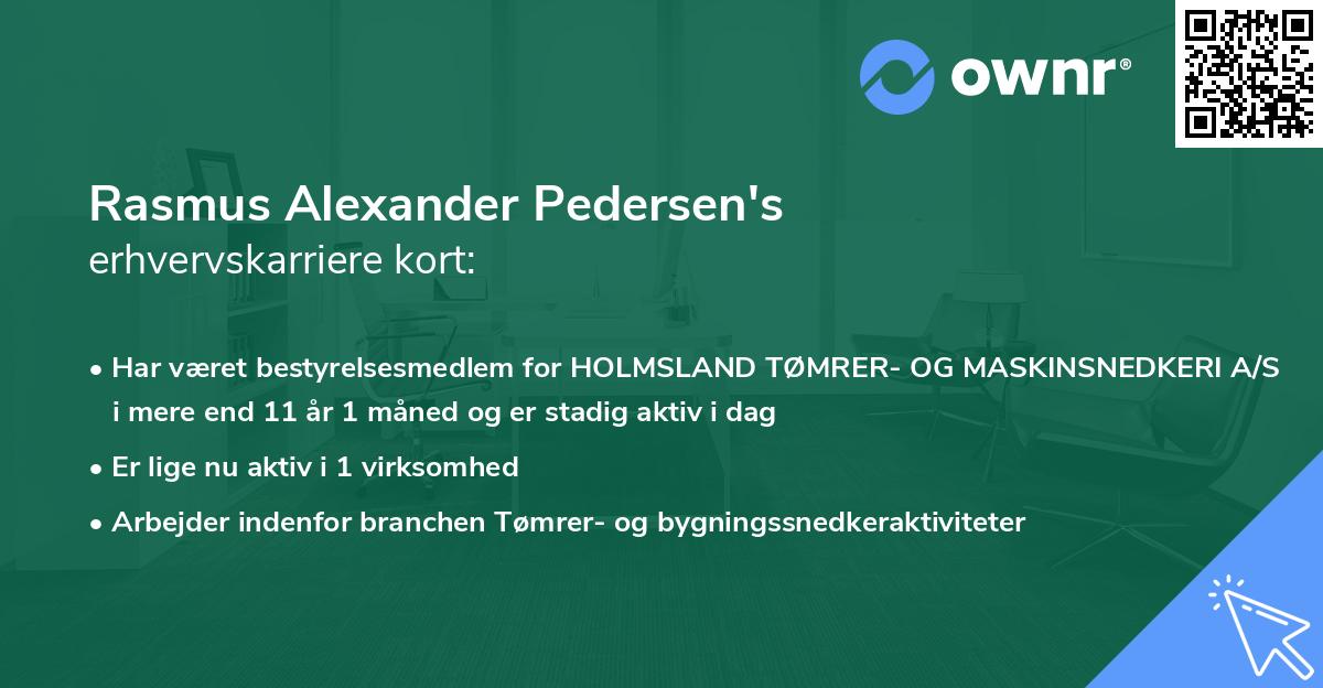 Rasmus Alexander Pedersen's erhvervskarriere kort