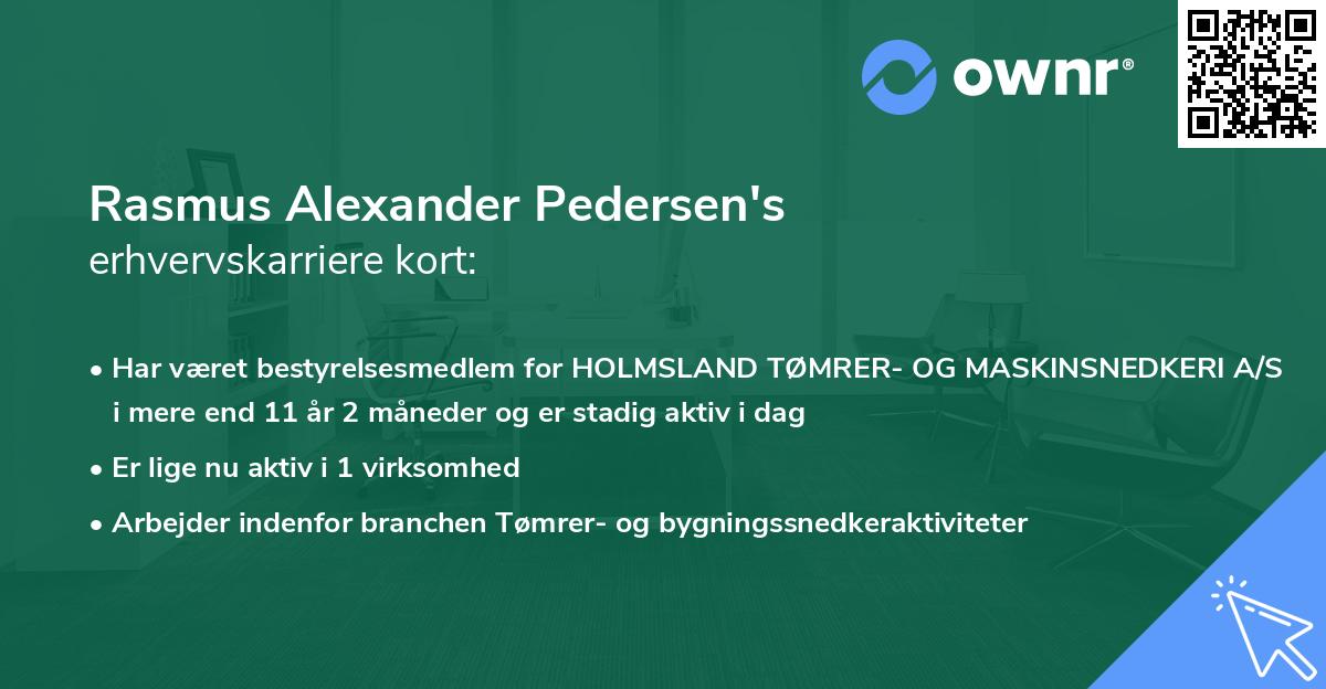 Rasmus Alexander Pedersen's erhvervskarriere kort