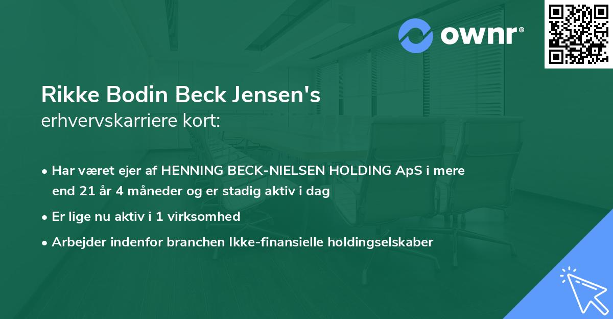 Rikke Bodin Beck Jensen's erhvervskarriere kort