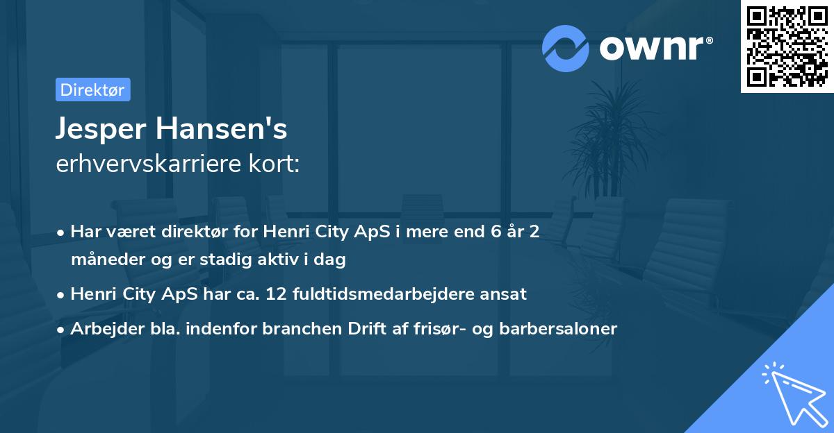 Jesper Hansen's erhvervskarriere kort