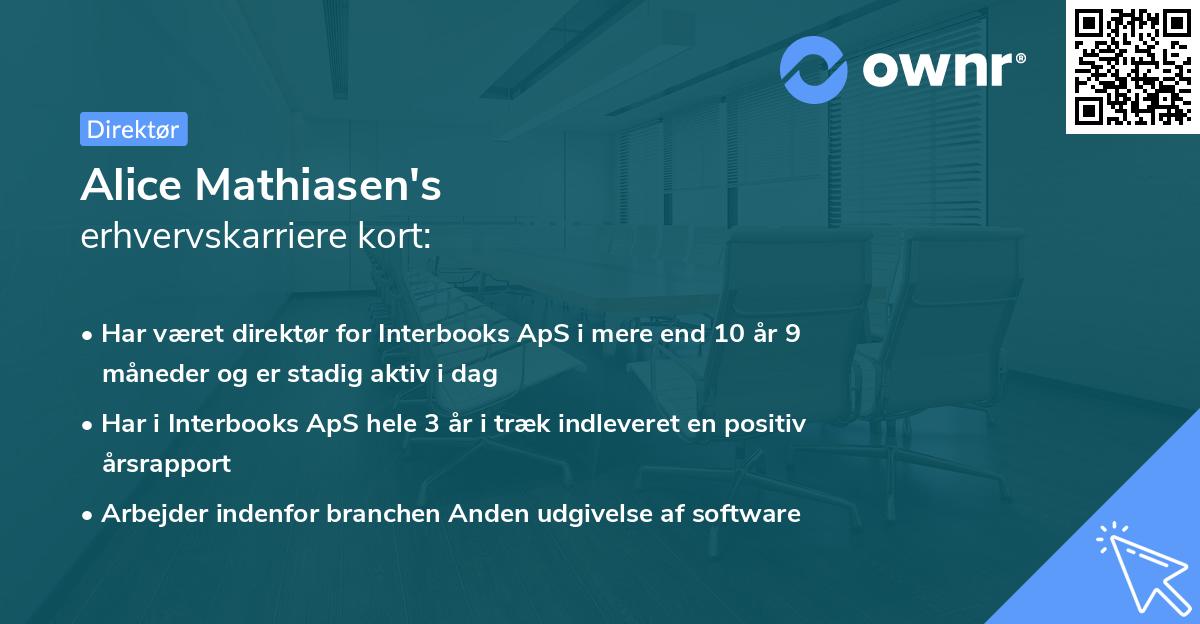 Alice Mathiasen's erhvervskarriere kort