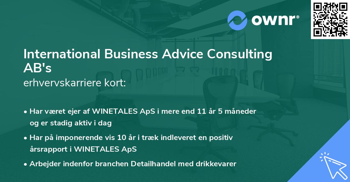 International Business Advice Consulting AB's erhvervskarriere kort