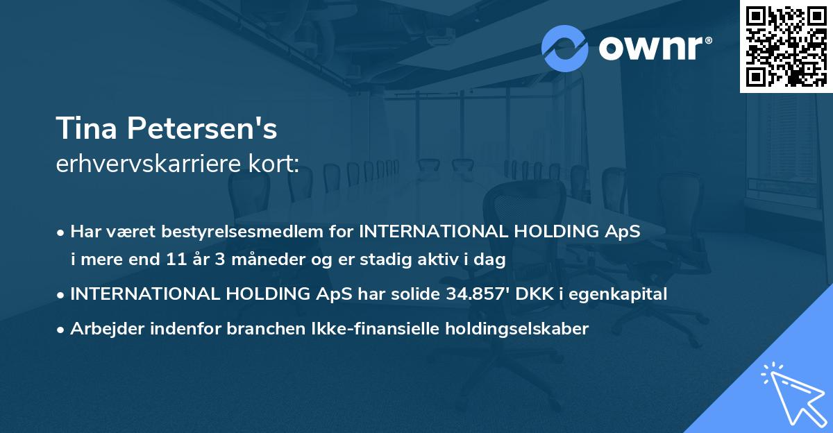 Tina Petersen's erhvervskarriere kort