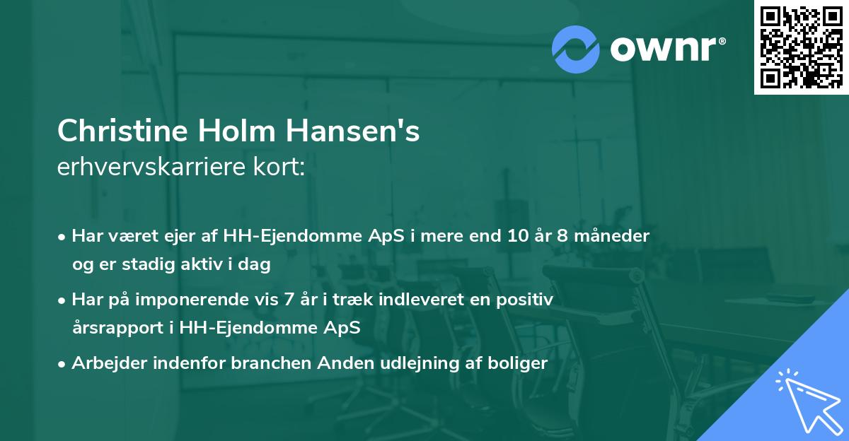 Christine Holm Hansen's erhvervskarriere kort