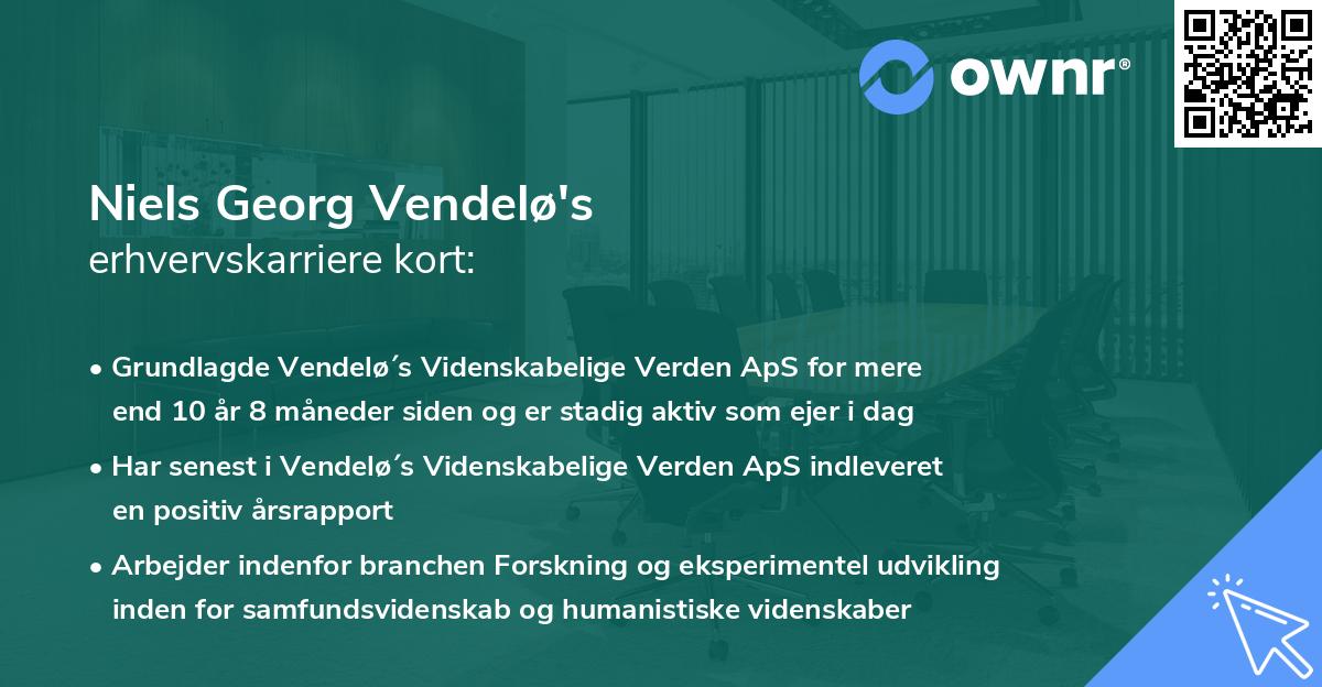 Niels Georg Vendelø's erhvervskarriere kort