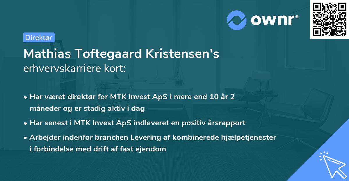 Mathias Toftegaard Kristensen's erhvervskarriere kort