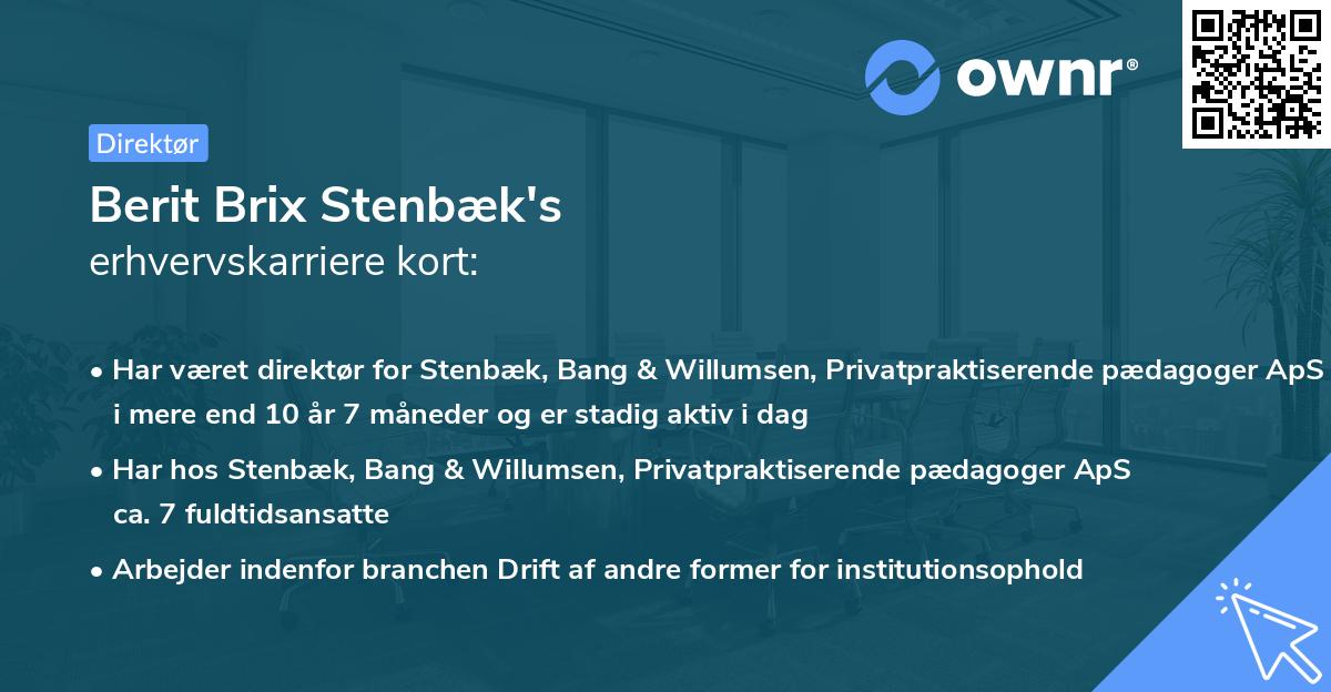 Berit Brix Stenbæk's erhvervskarriere kort