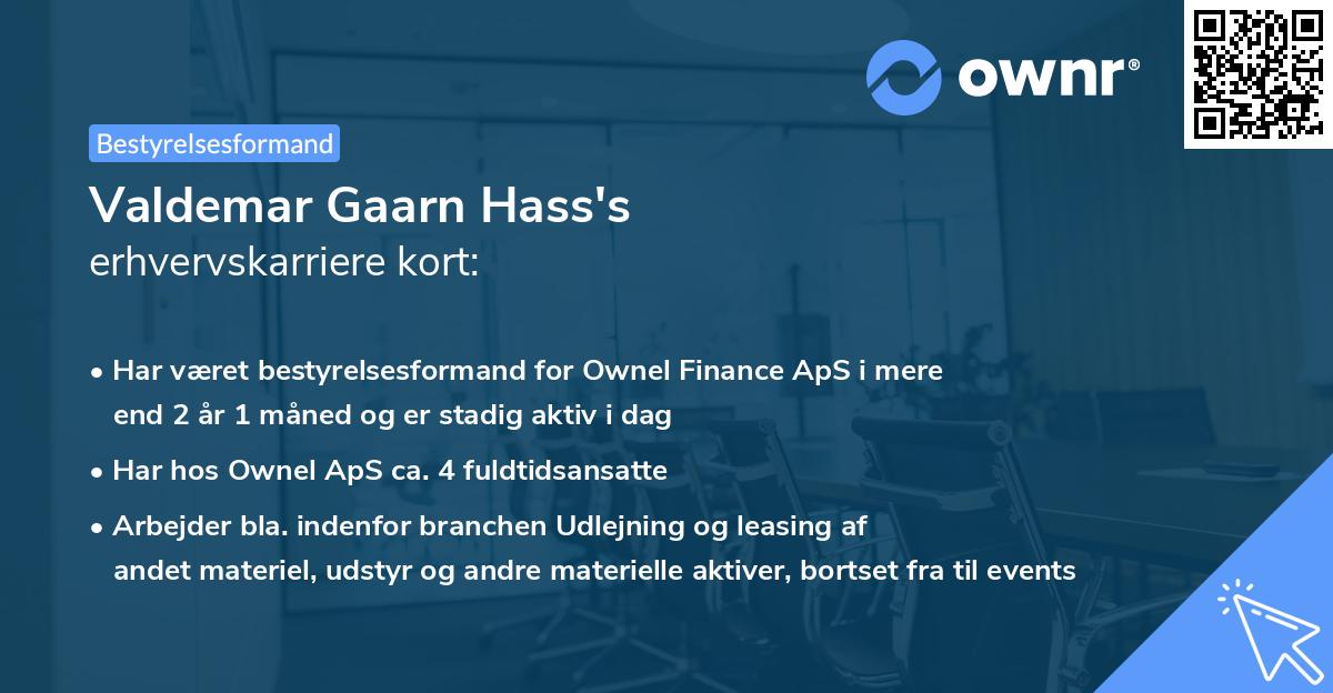 Valdemar Gaarn Hass's erhvervskarriere kort