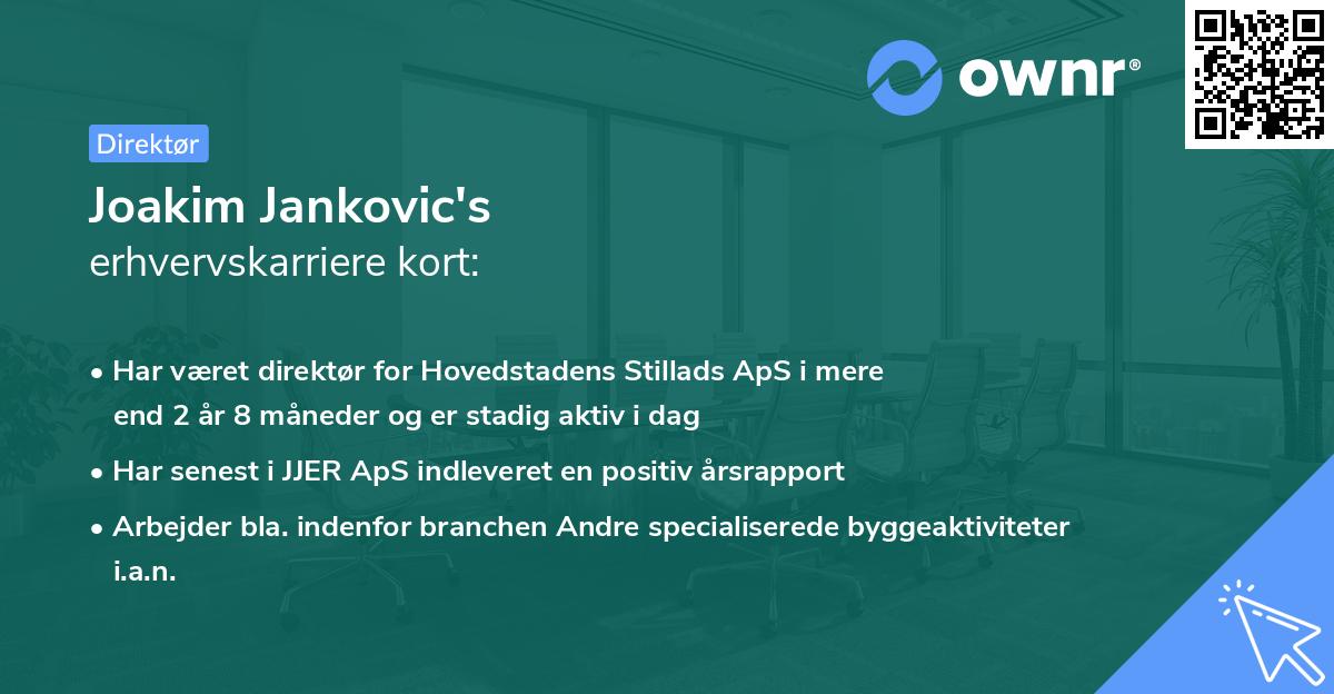 Joakim Jankovic's erhvervskarriere kort