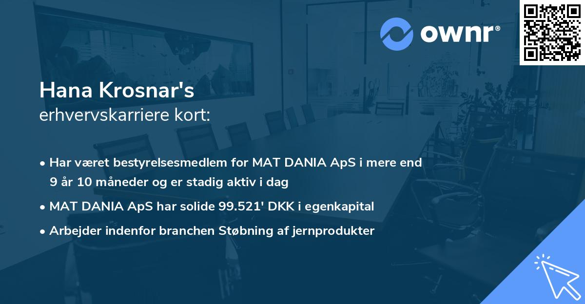 Hana Krosnar's erhvervskarriere kort