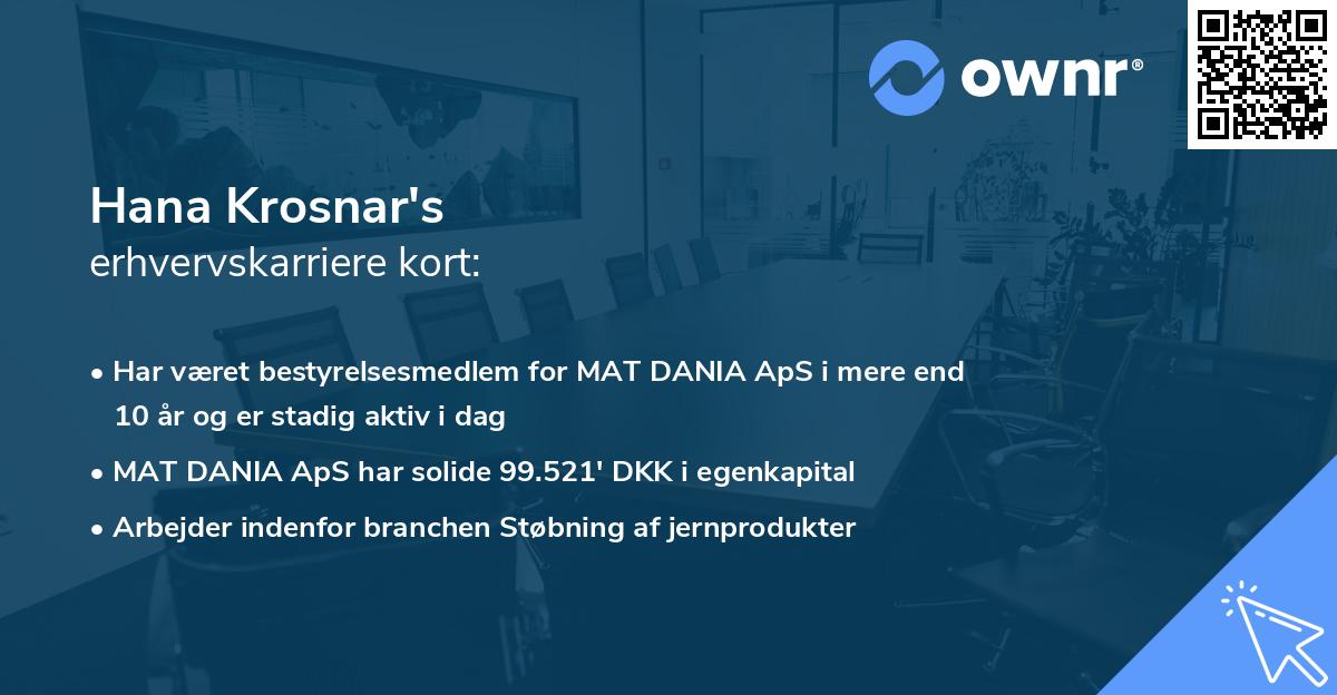 Hana Krosnar's erhvervskarriere kort