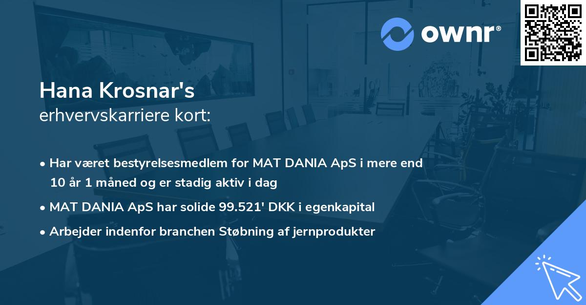Hana Krosnar's erhvervskarriere kort