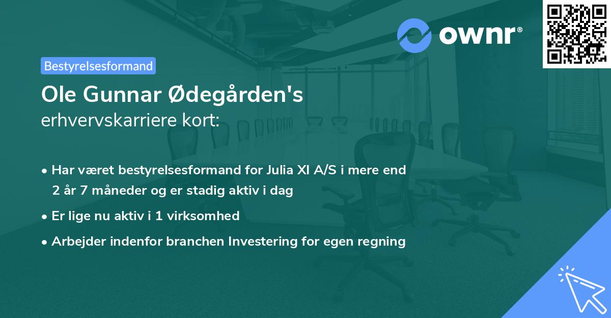 Ole Gunnar Ødegården's erhvervskarriere kort