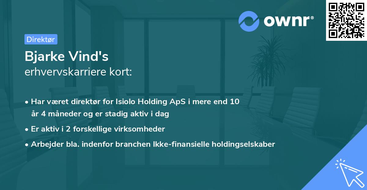 Bjarke Vind's erhvervskarriere kort