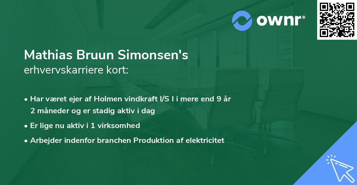 Mathias Bruun Simonsen's erhvervskarriere kort