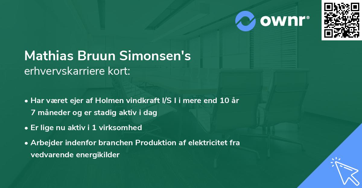Mathias Bruun Simonsen's erhvervskarriere kort