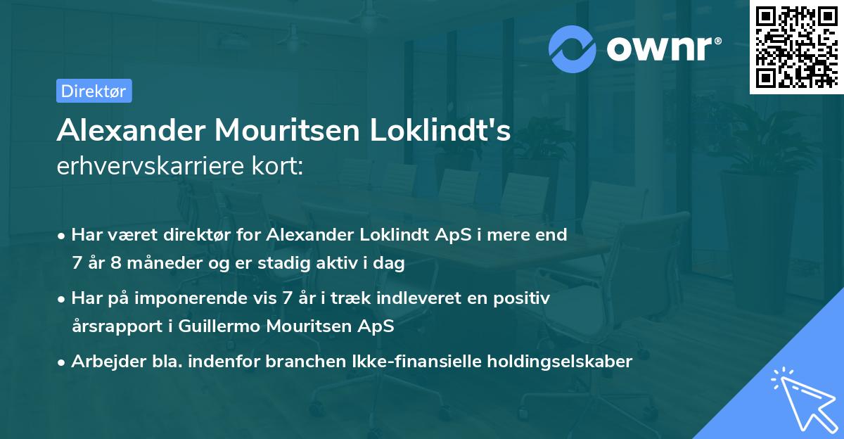 Alexander Mouritsen Loklindt's erhvervskarriere kort