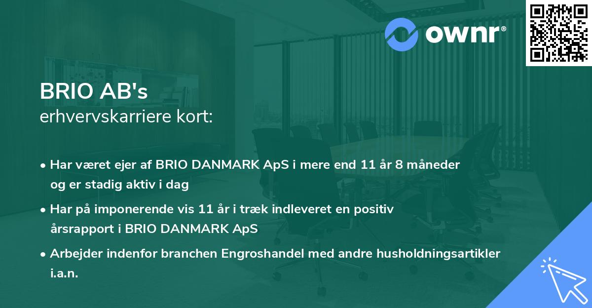 BRIO AB's erhvervskarriere kort
