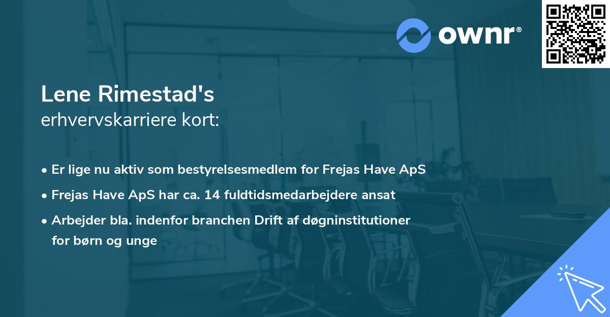 Lene Rimestad's erhvervskarriere kort