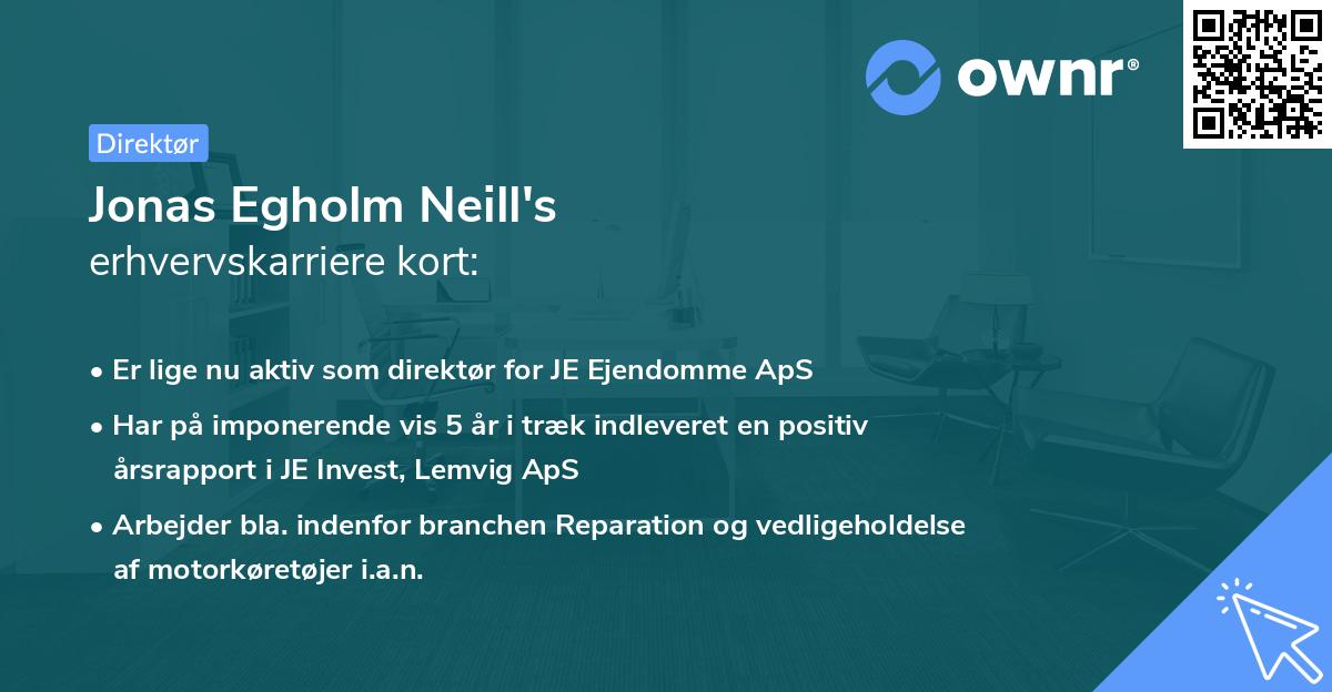 Jonas Egholm Neill's erhvervskarriere kort